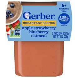 Gerber Stage 2 Baby Food, Apple Strawberry Blueberry Oatmeal Cereal Tub, Baby Cereal, 2PK