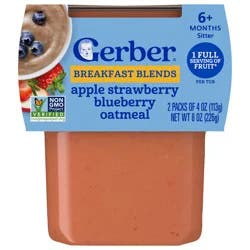 Gerber Stage 2 Baby Food, Apple Strawberry Blueberry Oatmeal Cereal Tub, Baby Cereal, 2PK