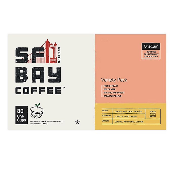 slide 1 of 1, OneCup SF Bay Coffee Variety Pack Coffee Pods for Single Serve Coffee Makers, 80 ct