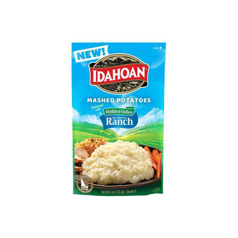 slide 1 of 3, Idahoan Gluten Free Mashed Potatoes Seasoned with Hidden Valley Ranch - 4oz, 4 oz