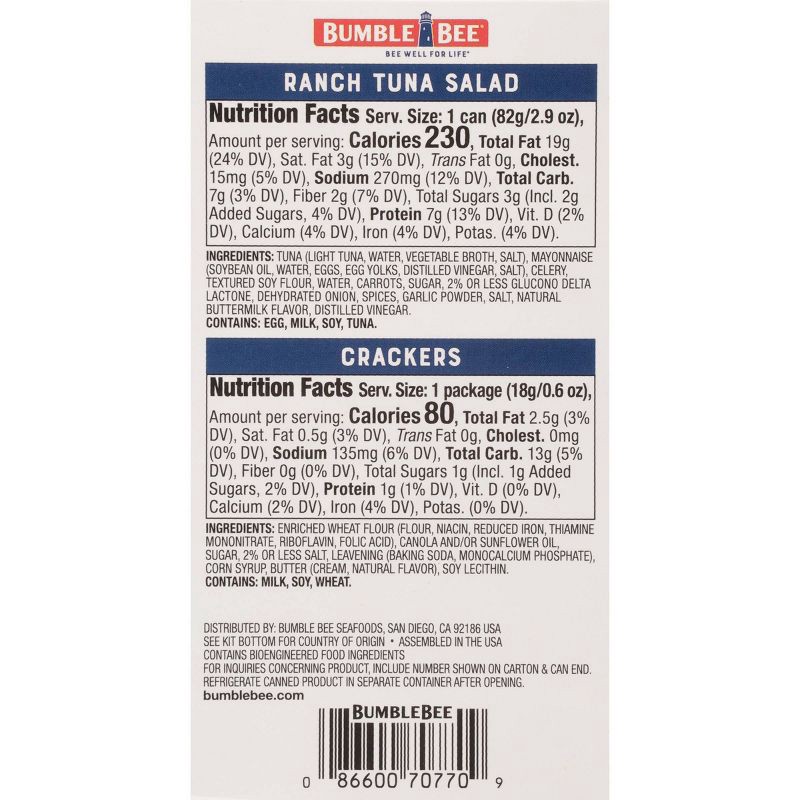 slide 2 of 9, Bumble Bee Tuna Salad with Crackers Snack Kit Ranch- 3.5oz, 3.5 oz