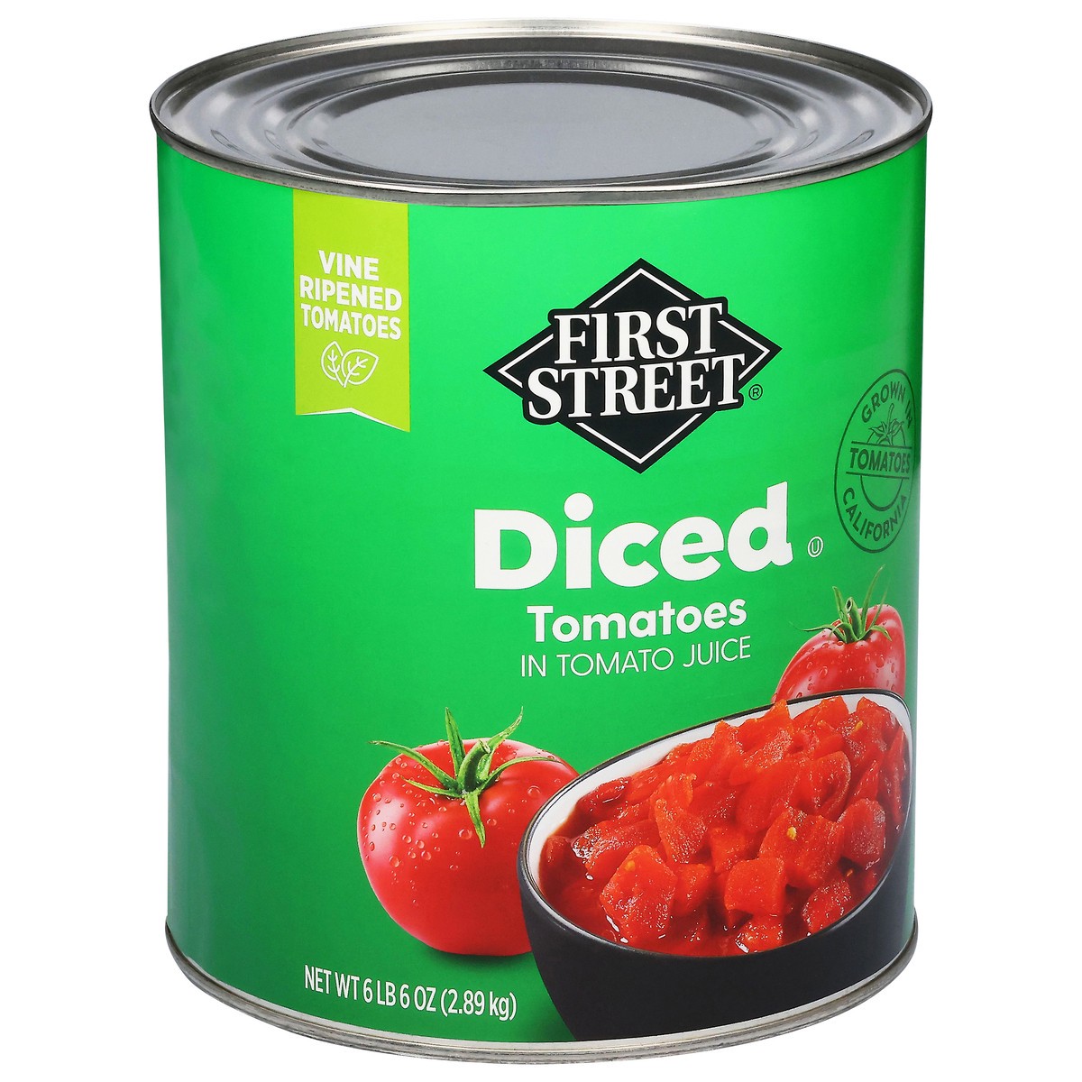 slide 6 of 15, Cb02 First Street Diced Tomatoes In Juice, 102 oz