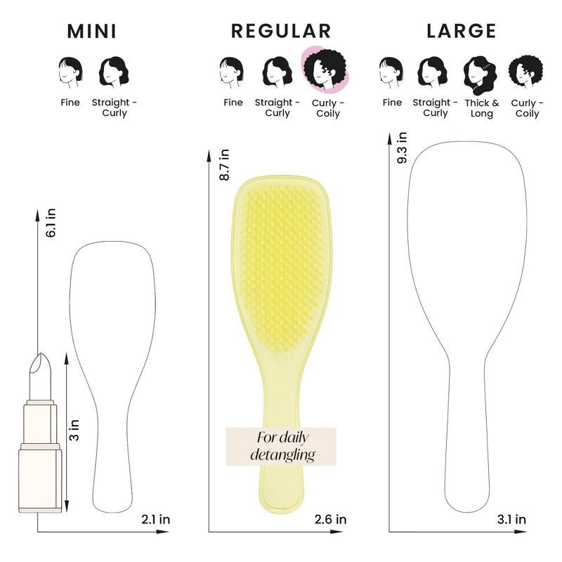 slide 9 of 11, Tangle Teezer Plant Brush Naturally Curly Detangling Hair Brush - Pastel Lemon, 1 ct