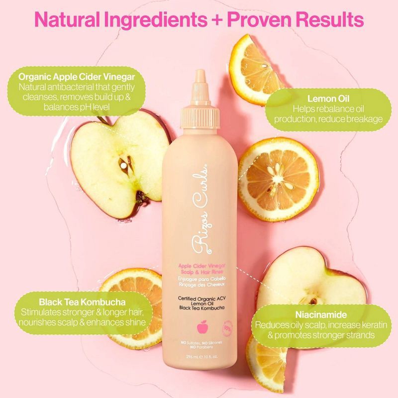 slide 5 of 8, Rizos Curls Apple Cider Vinegar Scalp & Hair Rinse - 10 fl oz, 10 fl oz