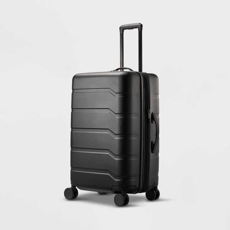 slide 1 of 5, Hardside Medium Checked Spinner Suitcase - Open Story™️Black, 1 ct