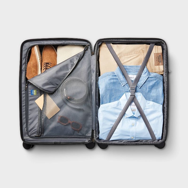 slide 5 of 5, Hardside Medium Checked Spinner Suitcase - Open Story™️Black, 1 ct