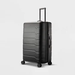 Hardside Large Checked Spinner Suitcase Black - Open Story™️