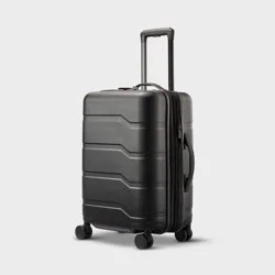 Hardside Carry On Spinner Suitcase Black - Open Story™️: Telescoping Handle, 8 Wheels