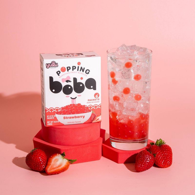 slide 2 of 7, Yulu Popping Bursting Strawberry Flavored Boba Fruit Bubbles For Boba Tea - 6ct/10.6oz, 6 ct; 10.6 oz
