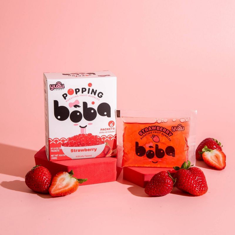slide 4 of 7, Yulu Popping Bursting Strawberry Flavored Boba Fruit Bubbles For Boba Tea - 6ct/10.6oz, 6 ct; 10.6 oz
