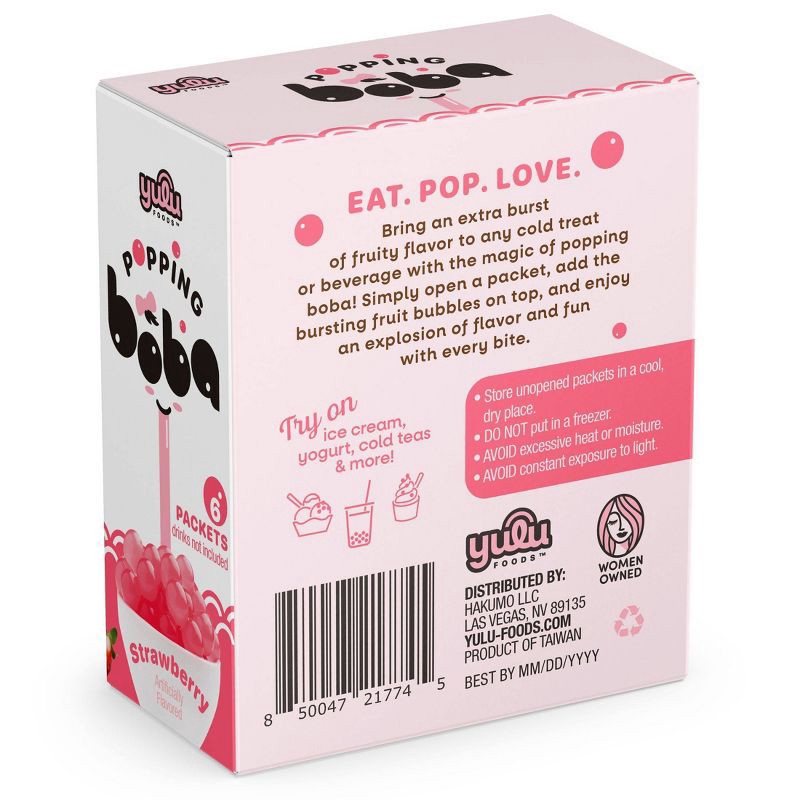 slide 6 of 7, Yulu Popping Bursting Strawberry Flavored Boba Fruit Bubbles For Boba Tea - 6ct/10.6oz, 6 ct; 10.6 oz