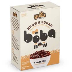 Yulu Boba Now Brown Sugar Instant Tapioca Pearls Packets - 7.1oz/4ct