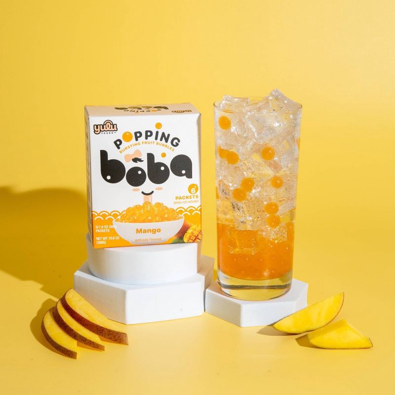 slide 3 of 7, Yulu Popping Bursting Mango Flavored Boba Fruit Bubbles - 10.6oz/6ct, 10.6 oz, 6 ct