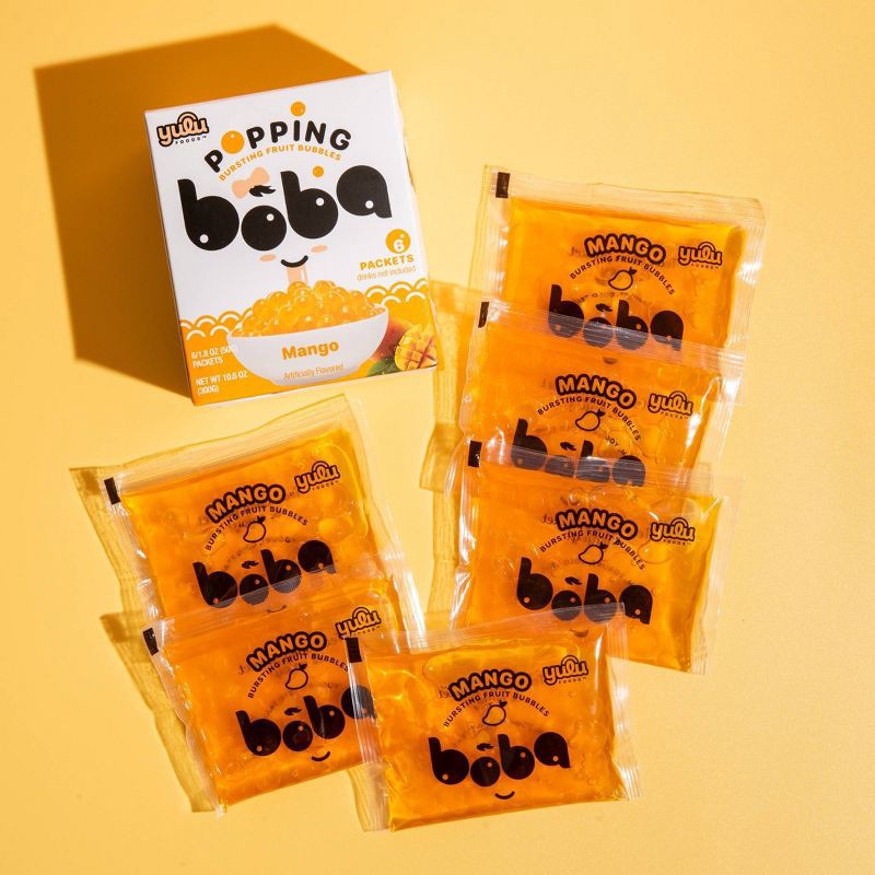 slide 4 of 7, Yulu Popping Bursting Mango Flavored Boba Fruit Bubbles - 10.6oz/6ct, 10.6 oz, 6 ct