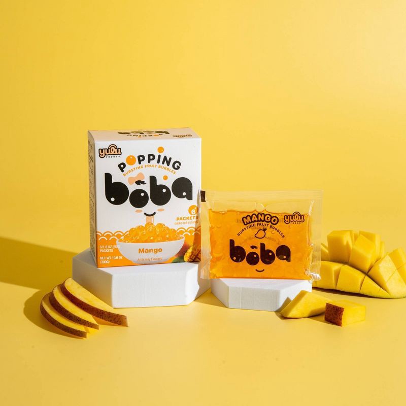 slide 5 of 7, Yulu Popping Bursting Mango Flavored Boba Fruit Bubbles - 10.6oz/6ct, 10.6 oz, 6 ct