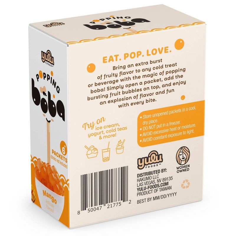slide 2 of 7, Yulu Popping Bursting Mango Flavored Boba Fruit Bubbles - 10.6oz/6ct, 10.6 oz, 6 ct