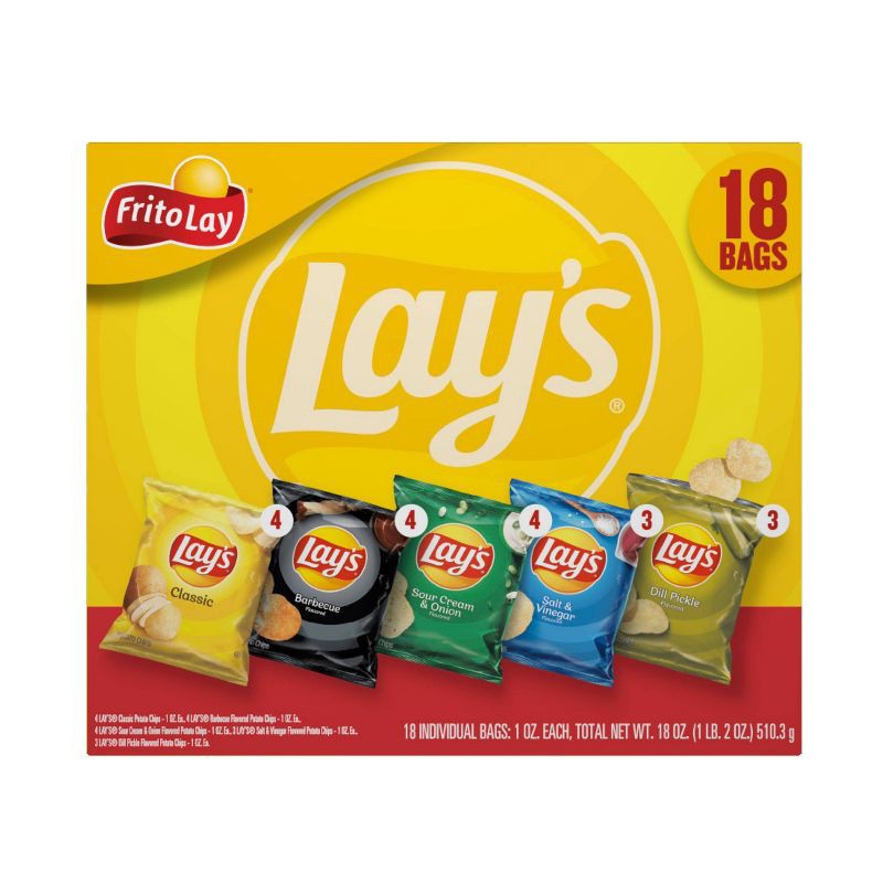 slide 3 of 5, Frito-Lay Lay's Mix Potato Chips Variety Pack - 18ct/18oz, 18 ct; 18 oz