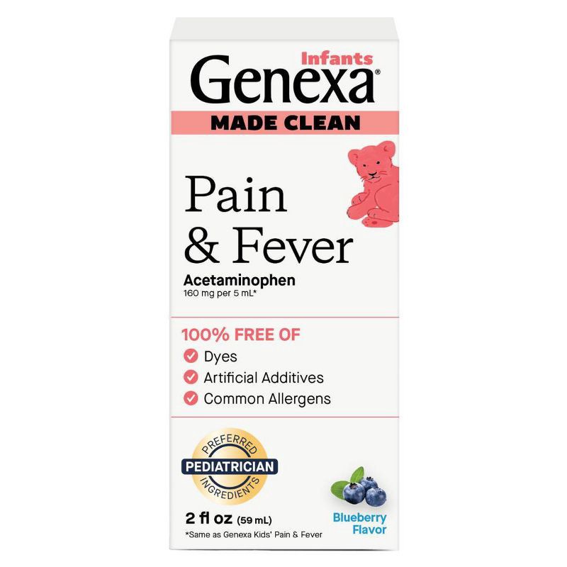 slide 1 of 10, Genexa Infant's Acetaminophen Pain and Fever - Blueberry Liquid - 2 fl oz, 2 fl oz
