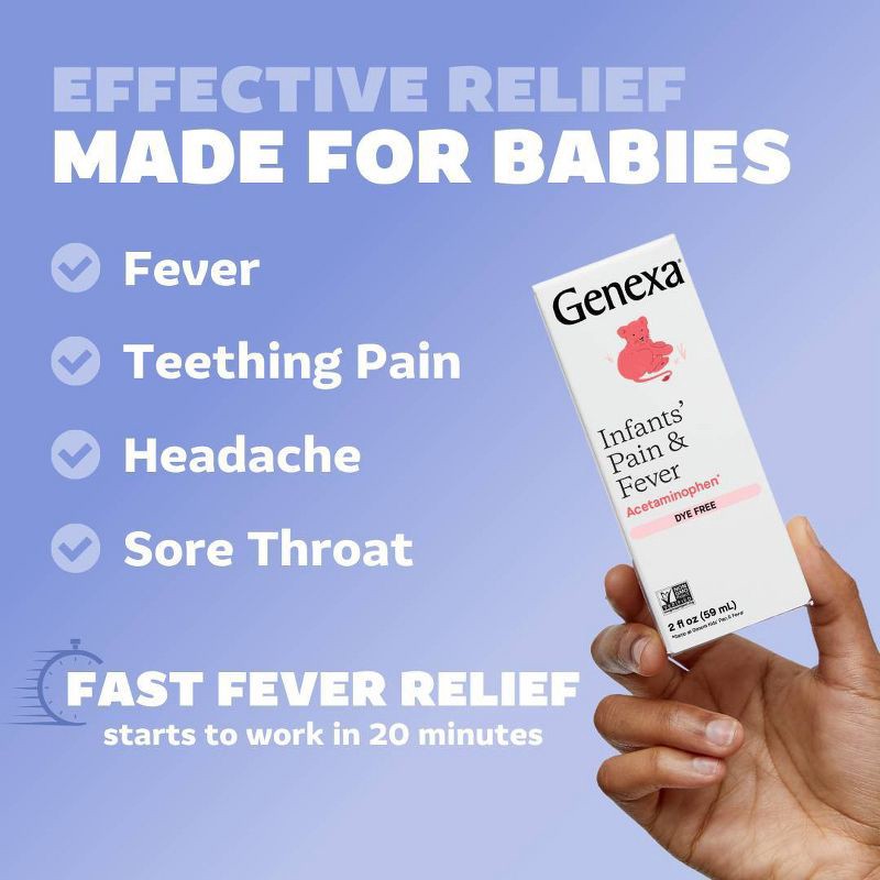 slide 5 of 10, Genexa Infant's Acetaminophen Pain and Fever - Blueberry Liquid - 2 fl oz, 2 fl oz