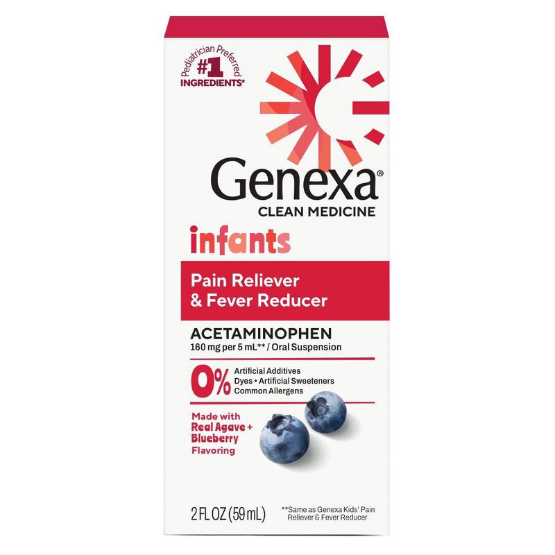 slide 1 of 10, Genexa Infant's Acetaminophen Pain and Fever - Blueberry Liquid - 2 fl oz, 2 fl oz