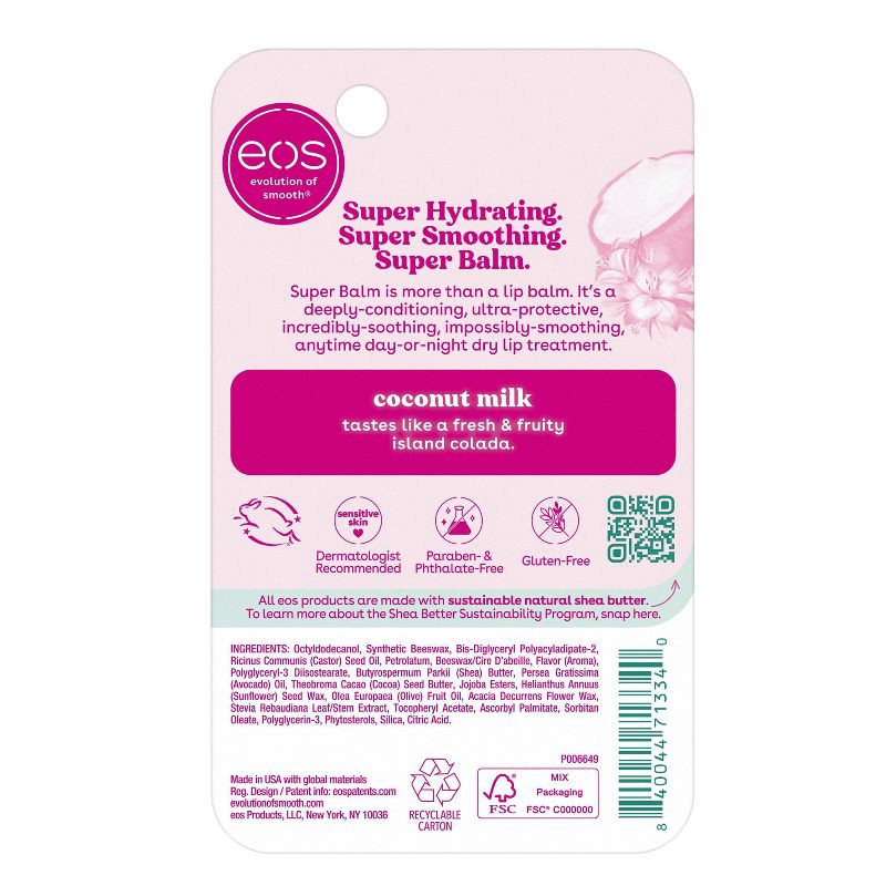 slide 2 of 8, eos 24H Moisture Super Balm - Coconut Milk - 0.35 fl oz, 0.35 fl oz