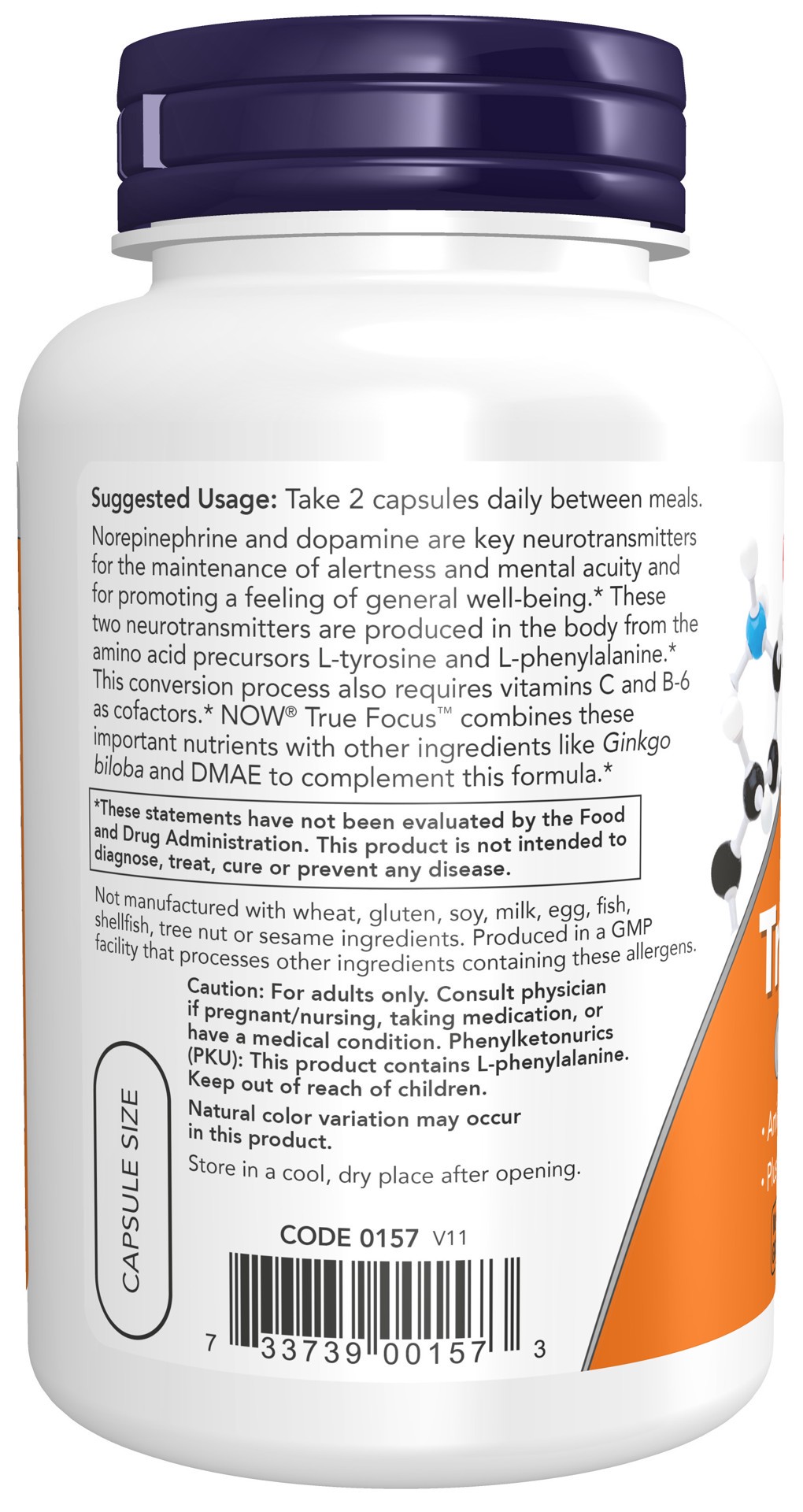 slide 3 of 4, NOW True Focus™ - 90 Veg Capsules, 90 ct