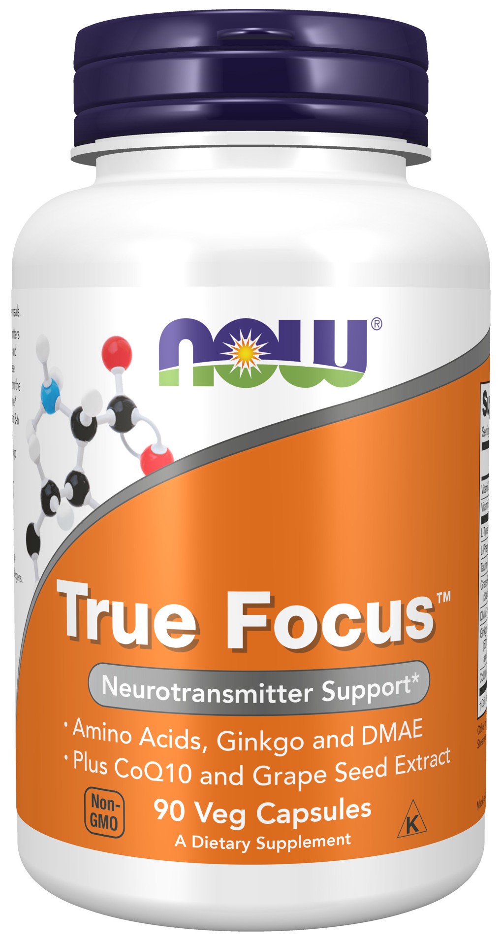 slide 1 of 4, NOW True Focus™ - 90 Veg Capsules, 90 ct