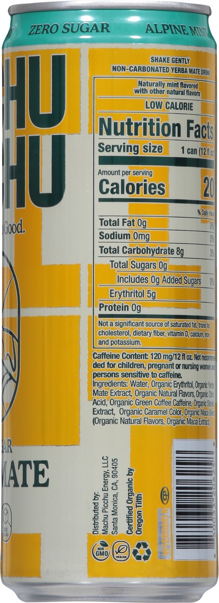 slide 2 of 9, Machu Picchu Energy Zero Sugar Yerba Mate Alpine Mint Energy Drink - 12 fl oz, 12 oz