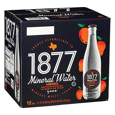 slide 1 of 1, H-E-B 1877 Mango Mineral Water - 12 ct, 12 ct
