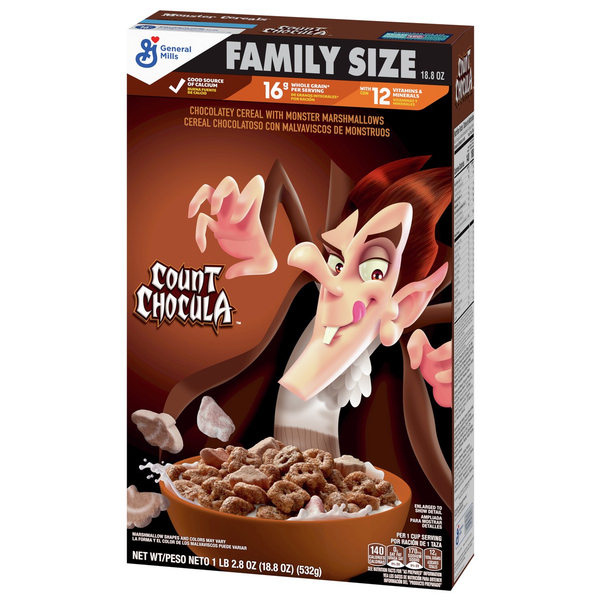 slide 13 of 13, Count Chocula Cereal with Monster Marshmallows, Kids Breakfast Cereal, Limited Edition, Made with Whole Grain, Family Size, 18.8 oz , 18.8 oz