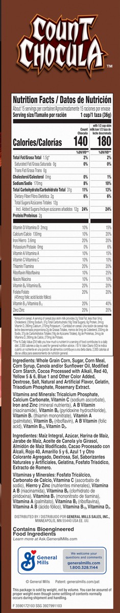slide 11 of 13, Count Chocula Cereal with Monster Marshmallows, Kids Breakfast Cereal, Limited Edition, Made with Whole Grain, Family Size, 18.8 oz , 18.8 oz
