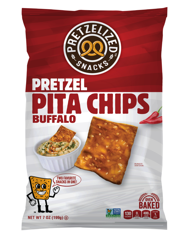 slide 1 of 2, Pretzelized Snacks Buffalo Pretzel Pita Chips 7 oz, 7 oz
