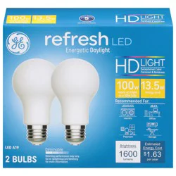 GE Refresh 13.5 Watts HD Light LED A19 Light Bulbs 2 ea