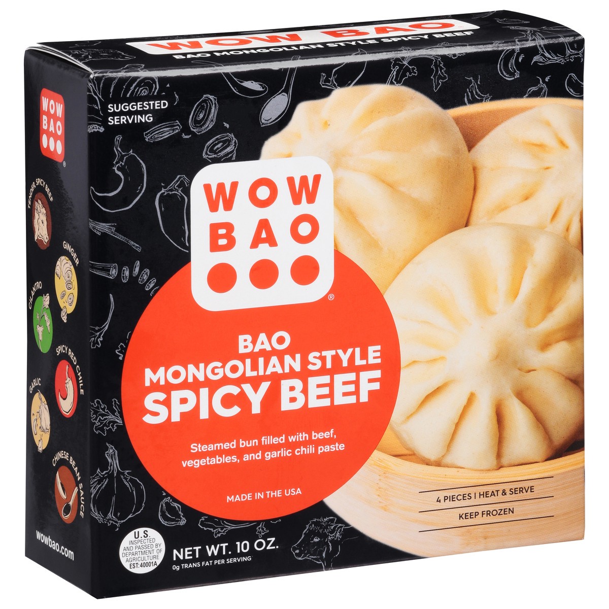 slide 7 of 9, Wow Bao Mongolian-Style Spicy Beef Bao 4 ea, 4 ct