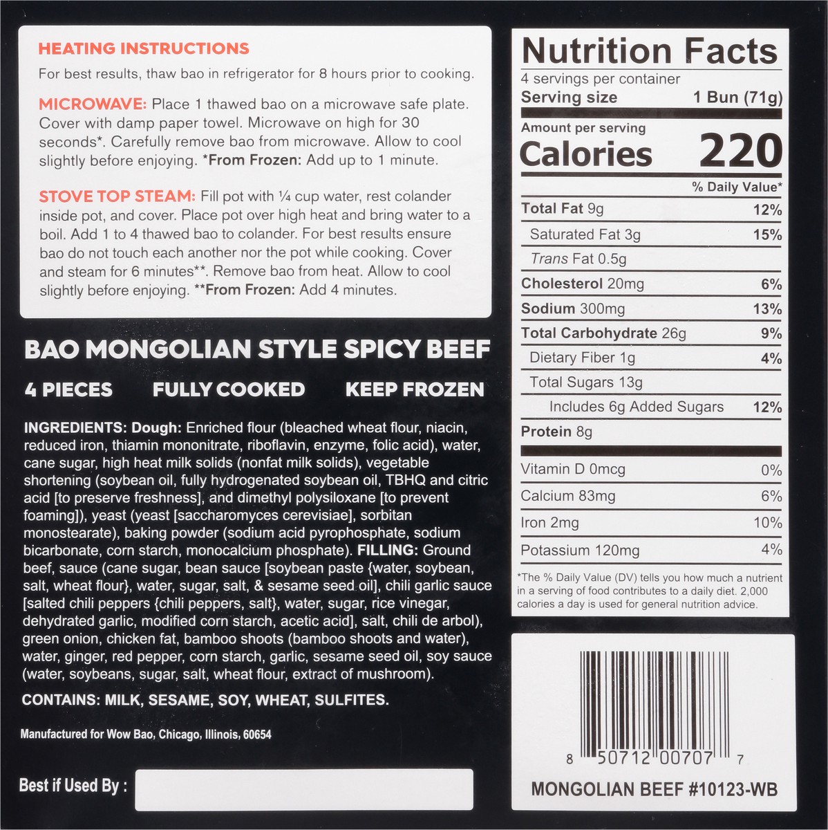 slide 4 of 9, Wow Bao Mongolian-Style Spicy Beef Bao 4 ea, 4 ct