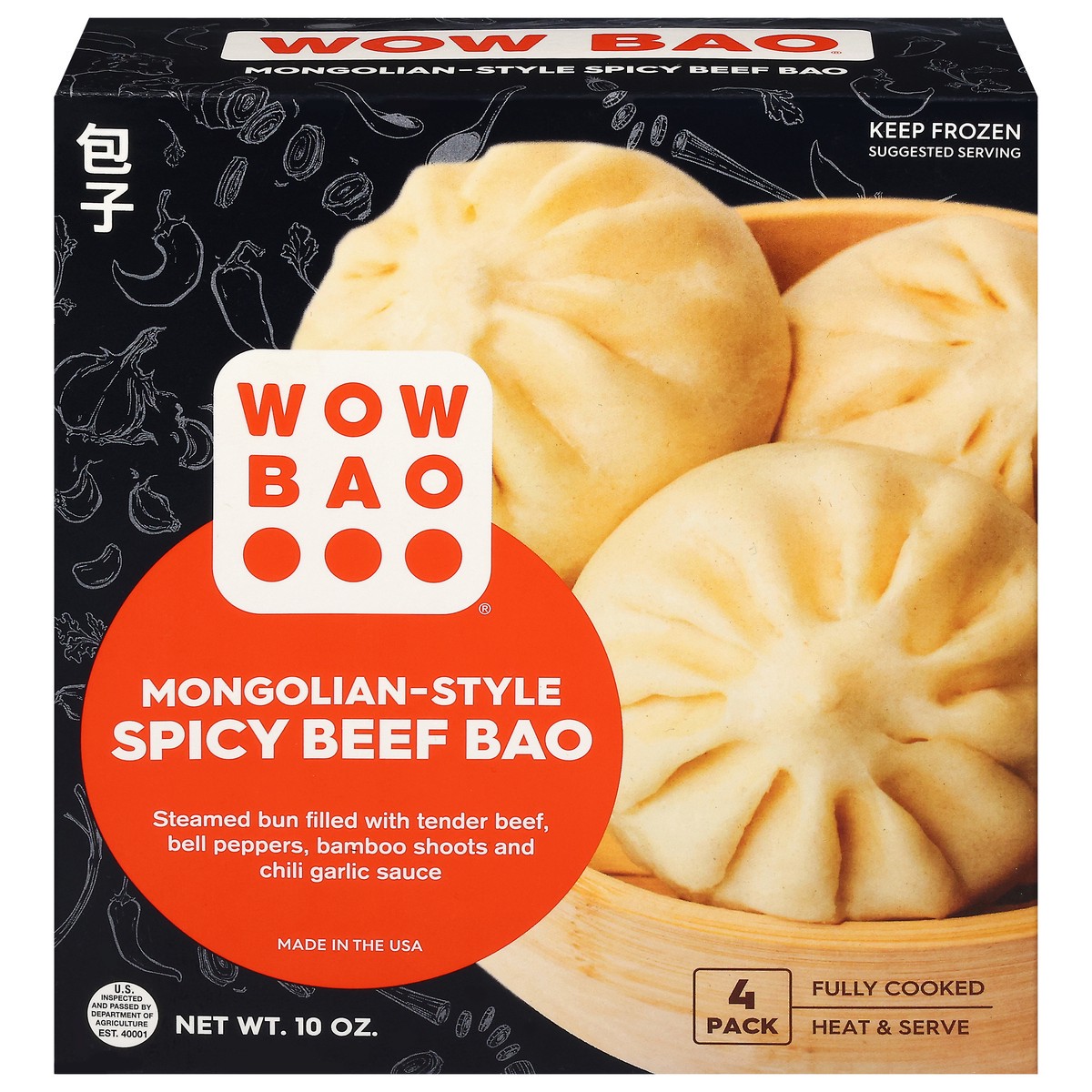 slide 1 of 9, Wow Bao Mongolian-Style Spicy Beef Bao 4 ea, 4 ct