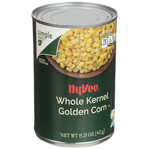 slide 1 of 1, Hy-Vee Whole Kernel Golden Corn, 15.25 oz