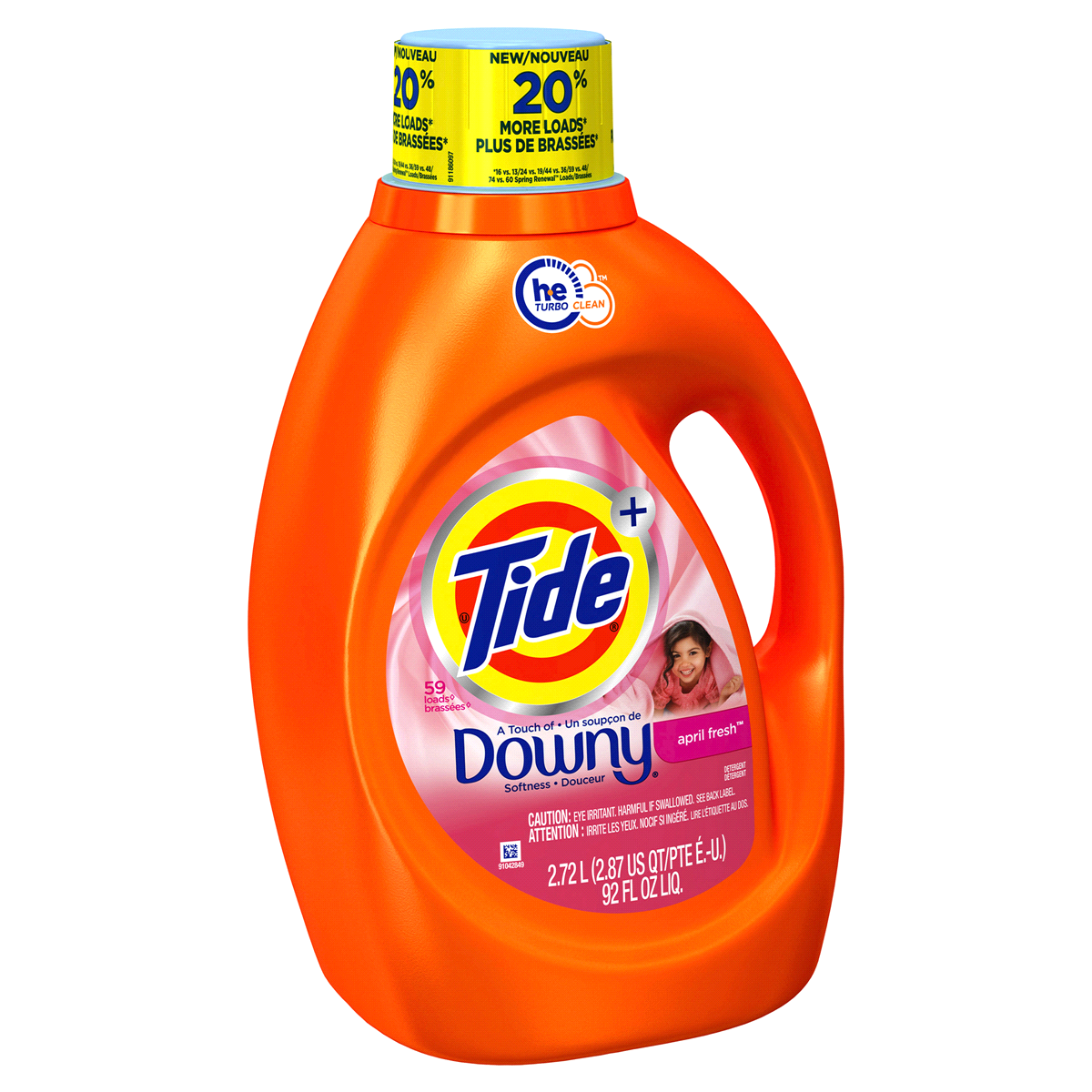 slide 2 of 5, Tide Liquid Laundry Detergent with a Touch of Downy, April Fresh, 59 loads, 92 fl oz, HE Compatible, 92 fl oz