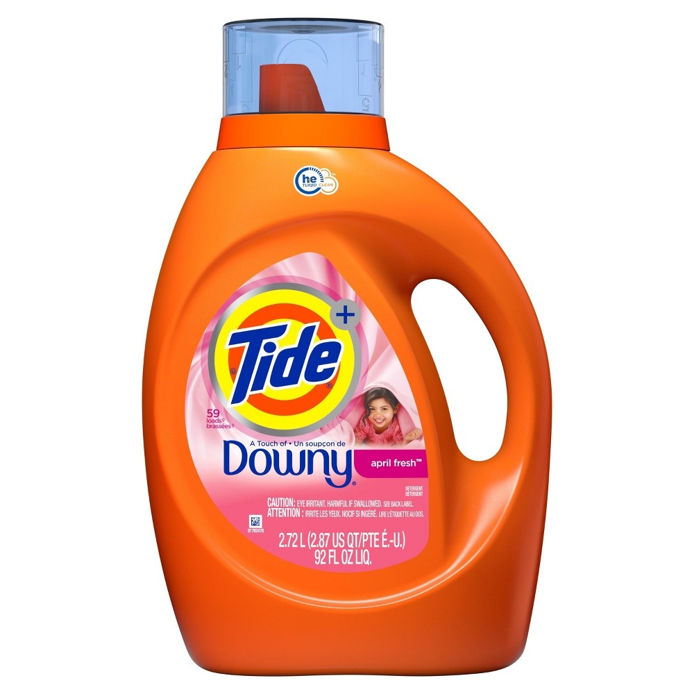 slide 5 of 5, Tide Liquid Laundry Detergent with a Touch of Downy, April Fresh, 59 loads, 92 fl oz, HE Compatible, 92 fl oz