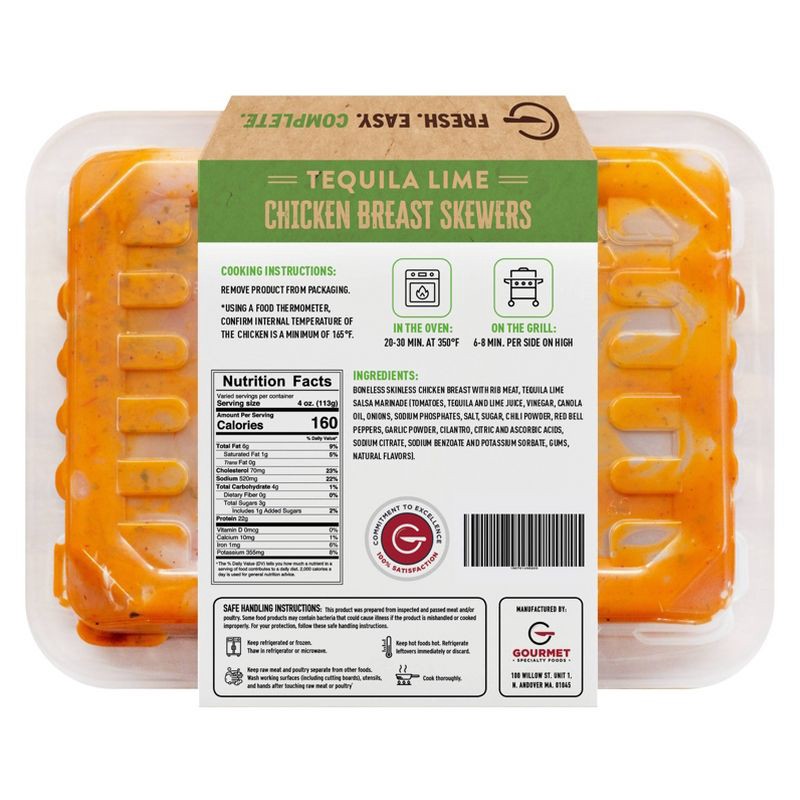 slide 3 of 6, Gourmet Specialty Foods Tequila Lime Chicken Breast Skewers - 1.25lbs, 1.25 lb