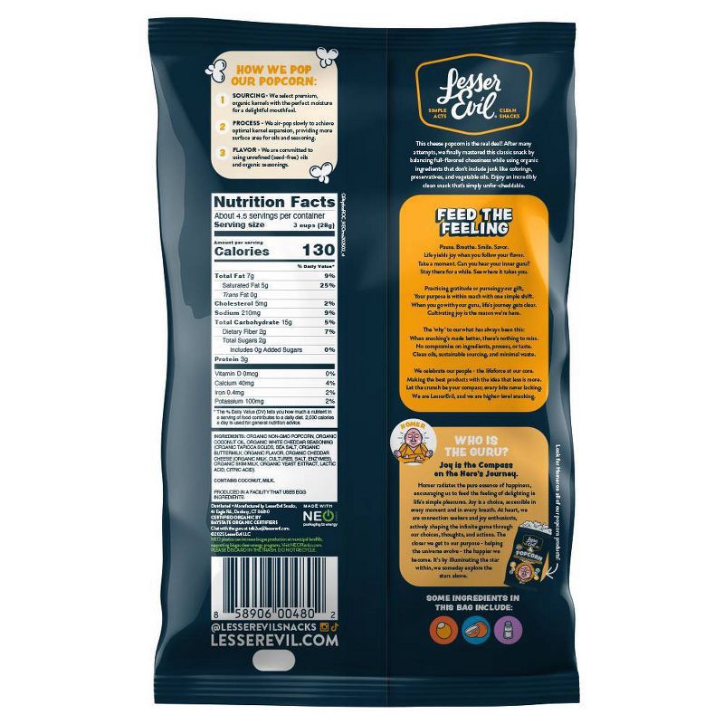 slide 2 of 4, LesserEvil Popcorn Cheddar - 4.6oz, 4.6 oz