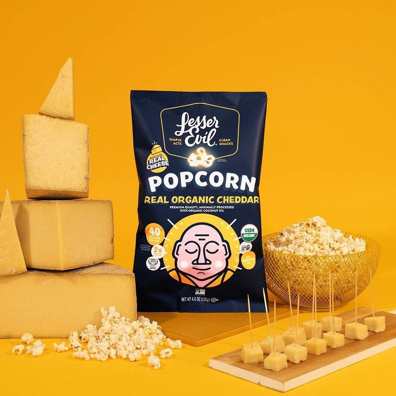 slide 4 of 4, LesserEvil Popcorn Cheddar - 4.6oz, 4.6 oz