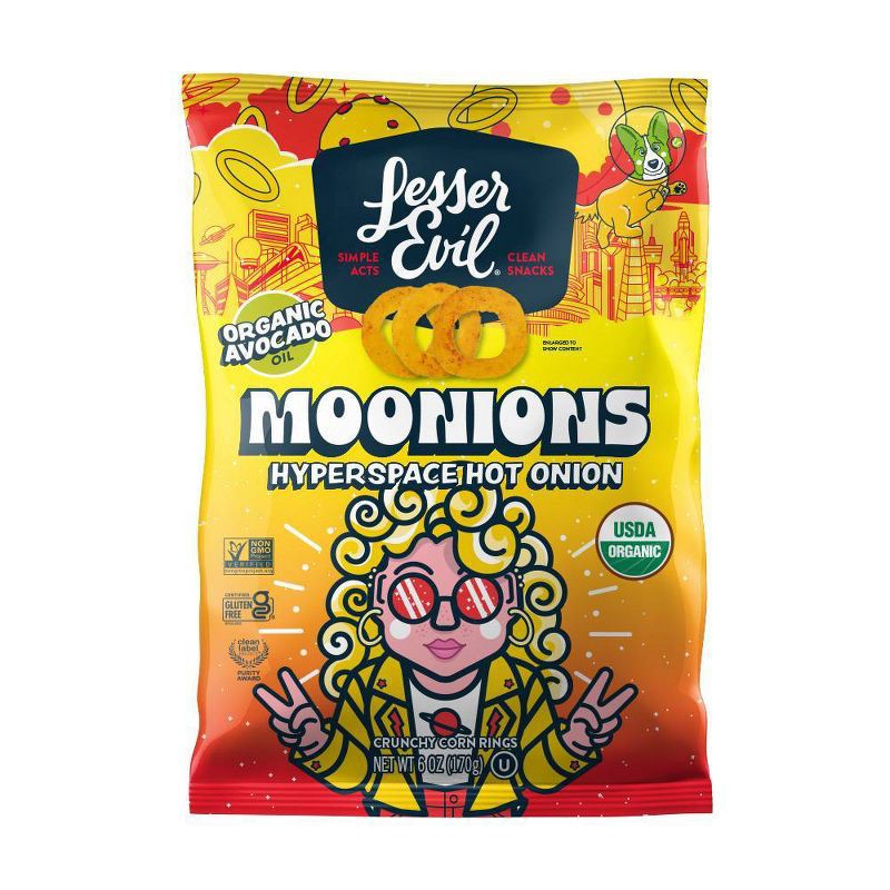 slide 1 of 3, LesserEvil Moonions Hyperspace Hot Onion Chips - 6oz, 6 oz