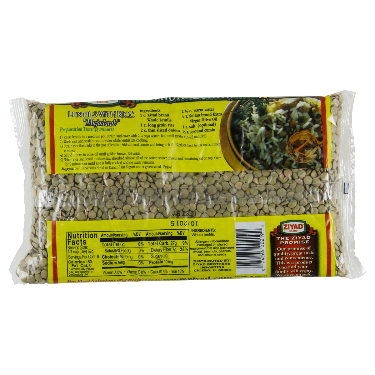 slide 2 of 2, Ziyad Premium Quality Large Green Whole Lentils, 16 oz