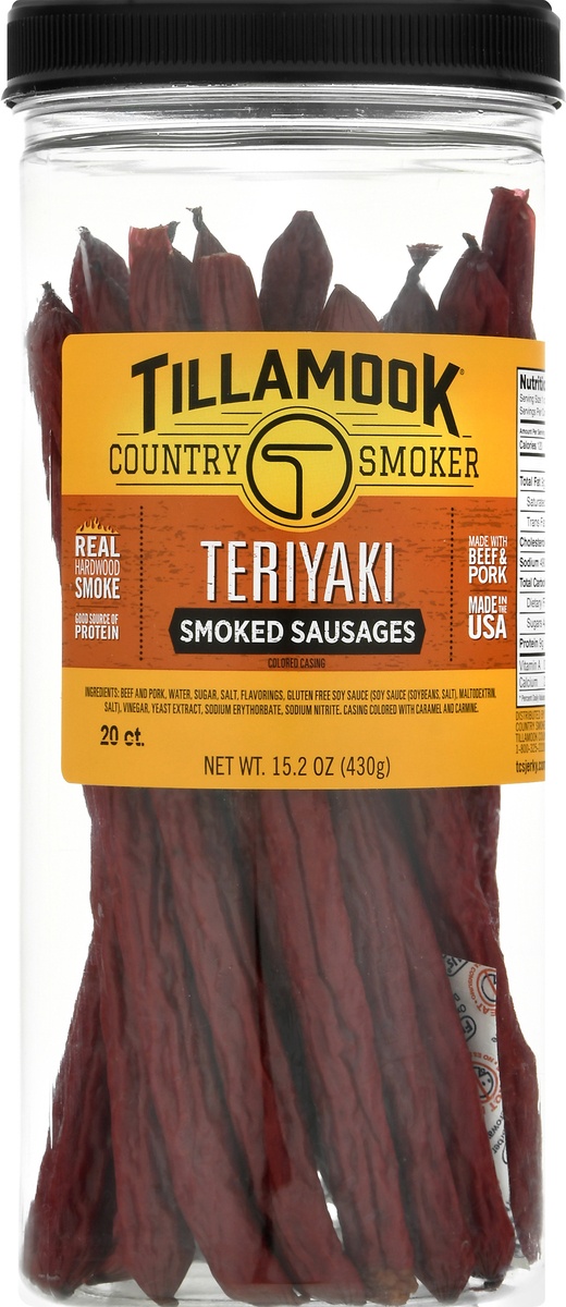 slide 6 of 9, Tillamook Country Smoker Teriyaki Smoked Sausages 20 ea, 