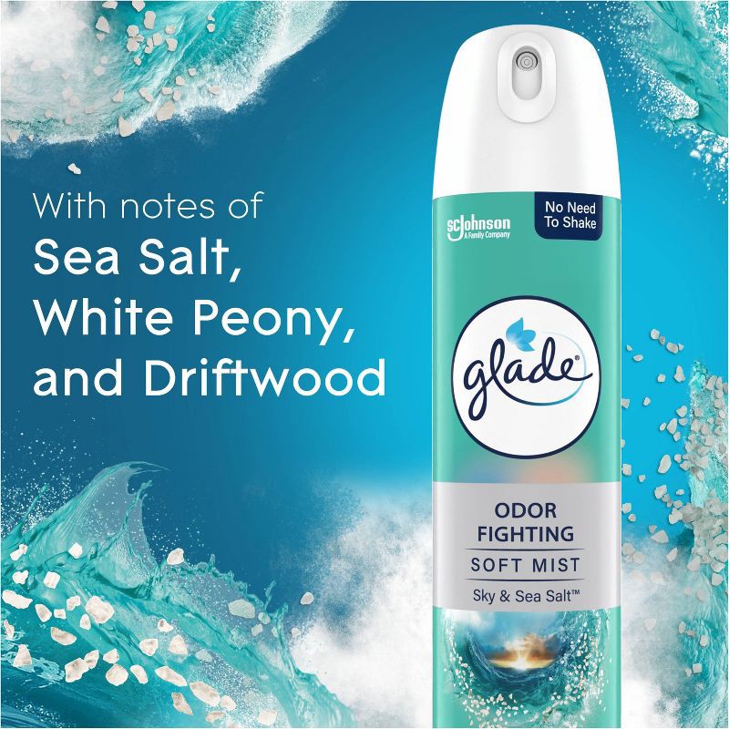 slide 3 of 12, Glade Odor Fighting Air Freshener Room Spray - Sky & Sea Salt - 8oz, 8 oz