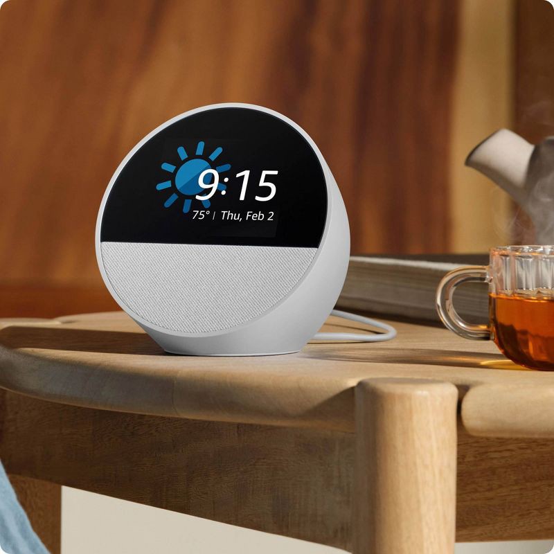 slide 3 of 8, Amazon Echo Spot, Smart Alarm Clock with Vibrant Sound and Alexa (2024 Release) - Black, 1 ct