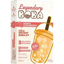 Legendary Boba Mango Strawberry Instant Boba Fruit Tea Kit - Caffeine Free - 8oz/3ct