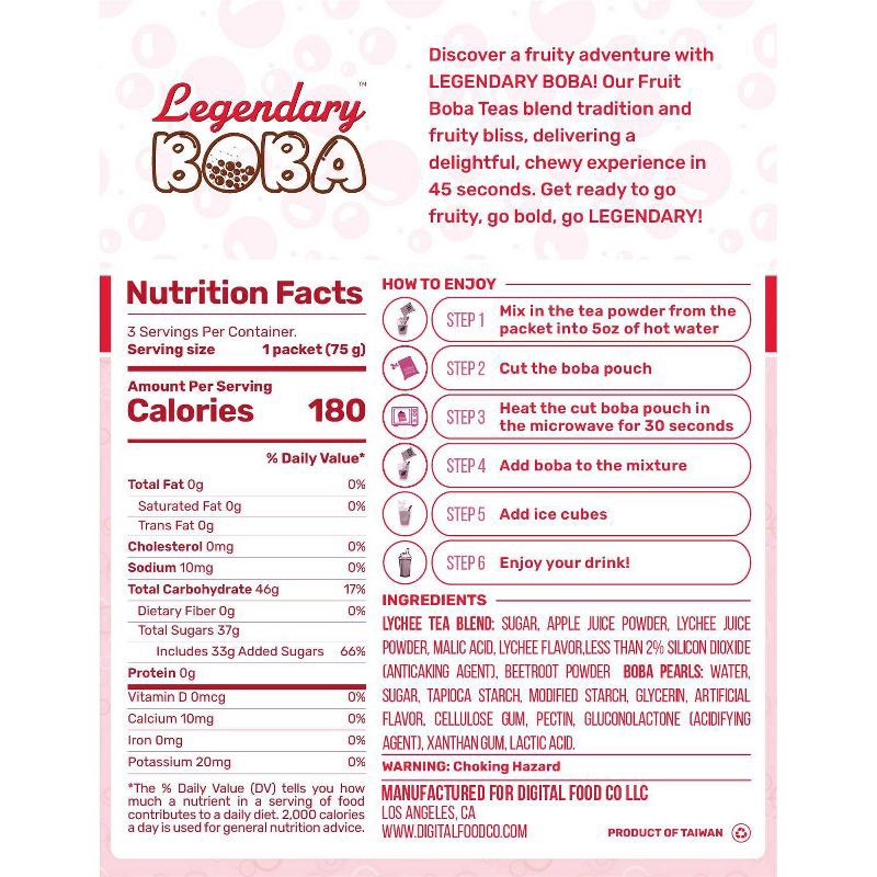 slide 2 of 5, Legendary Boba Instant Boba Fruit Tea Kit Lychee Fruit - 8oz, 8 oz