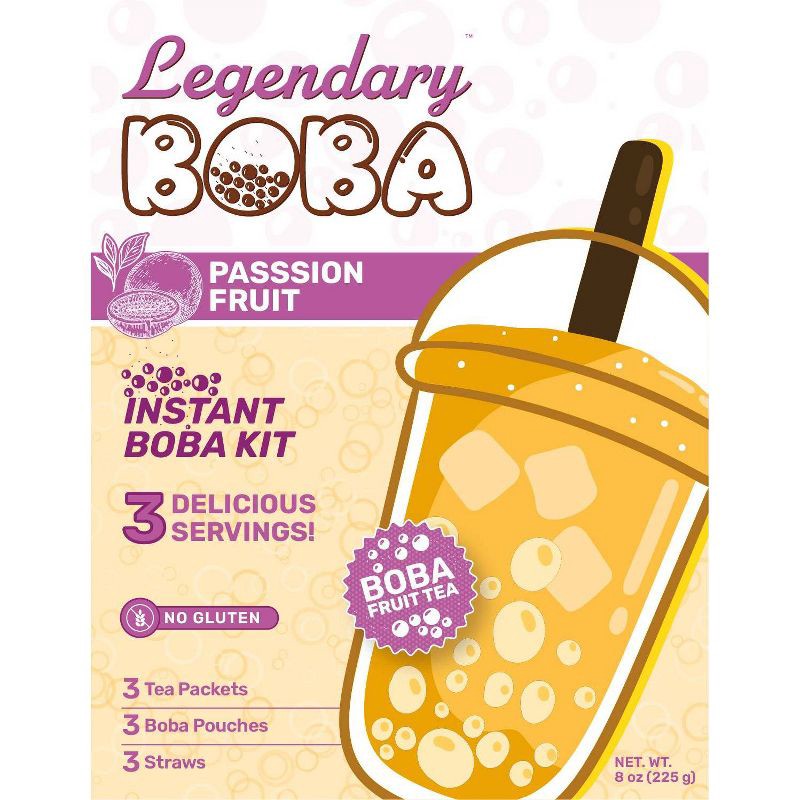 slide 3 of 5, Legendary Boba Passion Fruit Instant Boba Fruit Tea Kit - Caffeine Free - 8oz/3ct, 3 ct; 8 oz